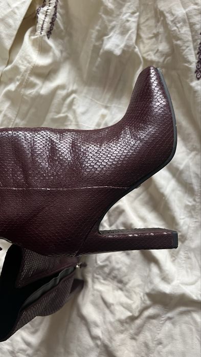 Botine de piele naturala burgundy