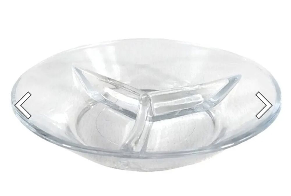 Bol/vas din sticla compartimentat pentru aperitive/rontanele