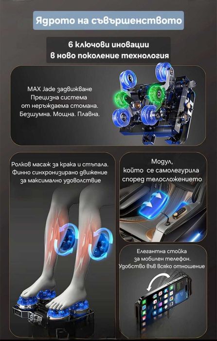 Нов Луксозен Масажен Стол с AI Скан и 8D Масаж / Zero Gravity