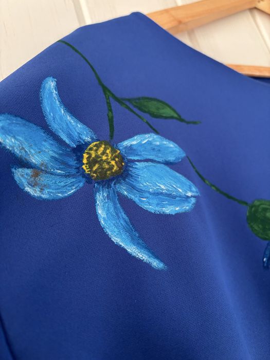 Rochie albastra, marimea S/M pictata manual