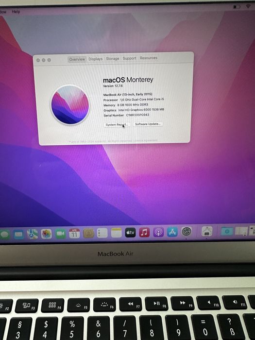MacBook Air • Intel i5 - 8Gb RAM - 240Gb SSD - arata bine - baterie buna