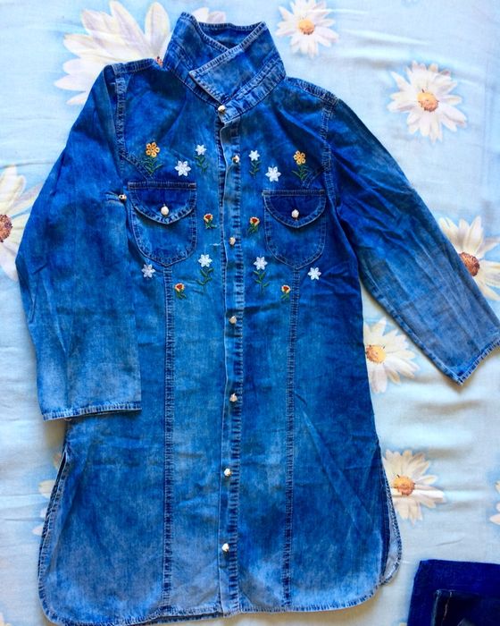 Джинсовая рубашка, джинсовка туника