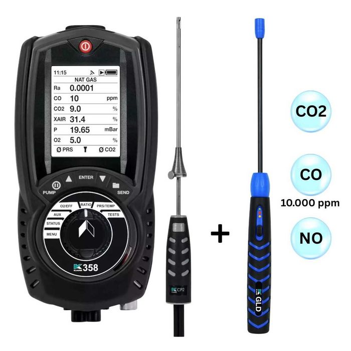 Kane 358 - Analizor de gaze de ardere cu senzori CO₂, CO și NO