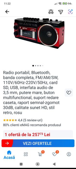 Produs NOU ! Radio casetofon. Impecabil ! Garanție 2 ani .