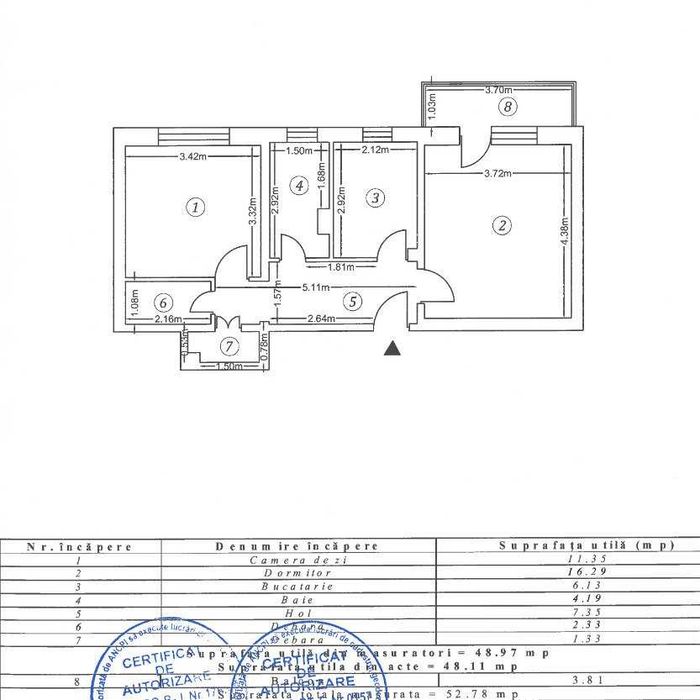 Apartament 2 camere decomandat, 53 mp, strada Primăverii, Botoșani