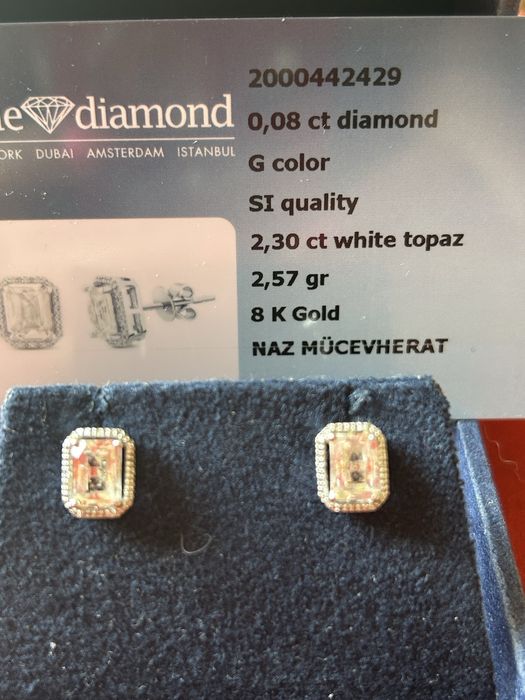 Златни обеци с топаз и диаманти на Blu diamond