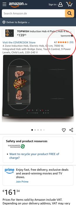 Индукционен котлон за вграждане, 7000W, 4 зони, Bridge функция, 60 см, COVERCOOK