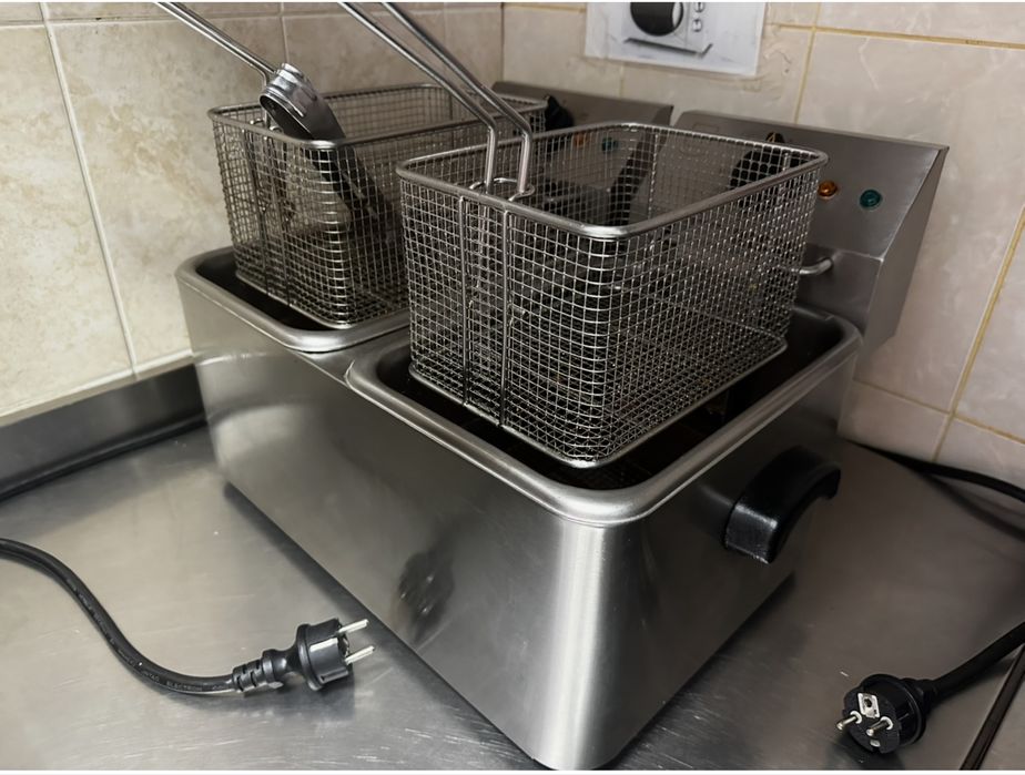 Friteuză profesională Euromax dublă 2 x 8L – inox – stare bună