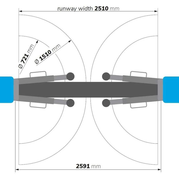 Elevator auto cu 2 coloane de 4.5t, brate cu 3 segmente fata si spate.