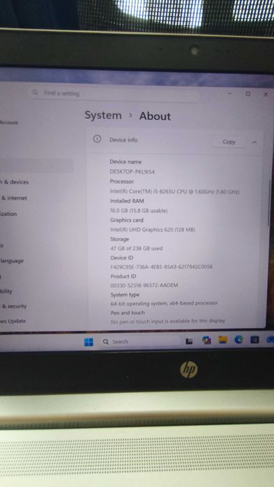 Лаптоп HP ProBook 440 G6  256ssd 16gb ram