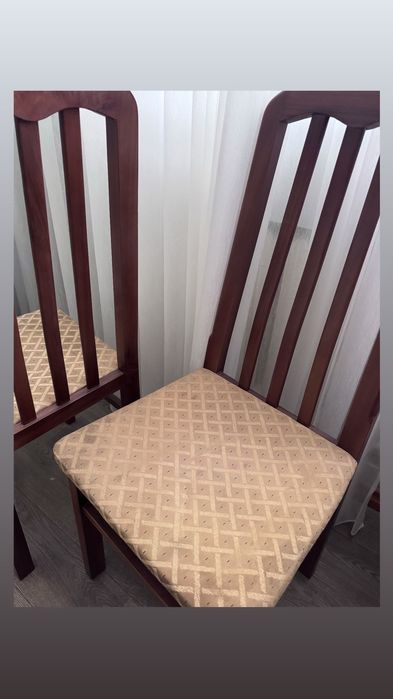 Стол и 4 стула из чинары. Овальный