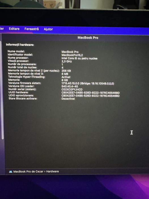MacBook Pro 13” -Touch Bar, 2018, i5, 8GB RAM, 256GB SSD