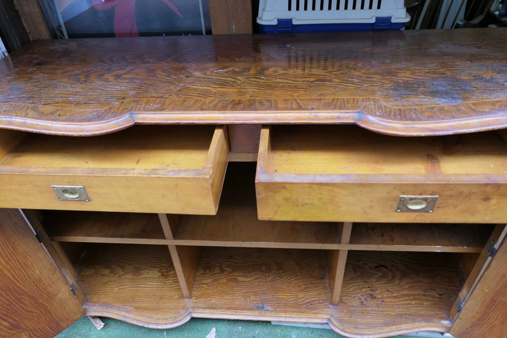 Bufet Art Deco Lemn Masiv 2 usi 2 sertare 2 rafturi Sculptat Vintage