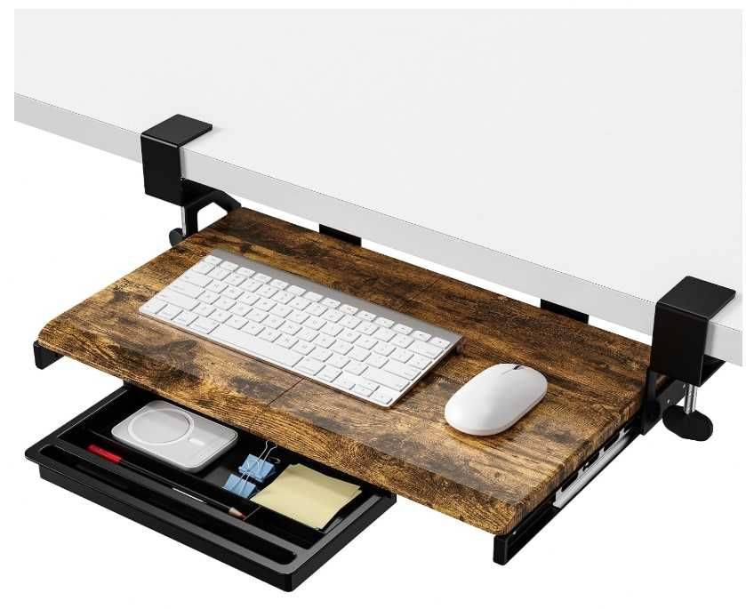 Suport Tastatura Birou, Negru/Maro Lemn, NOU