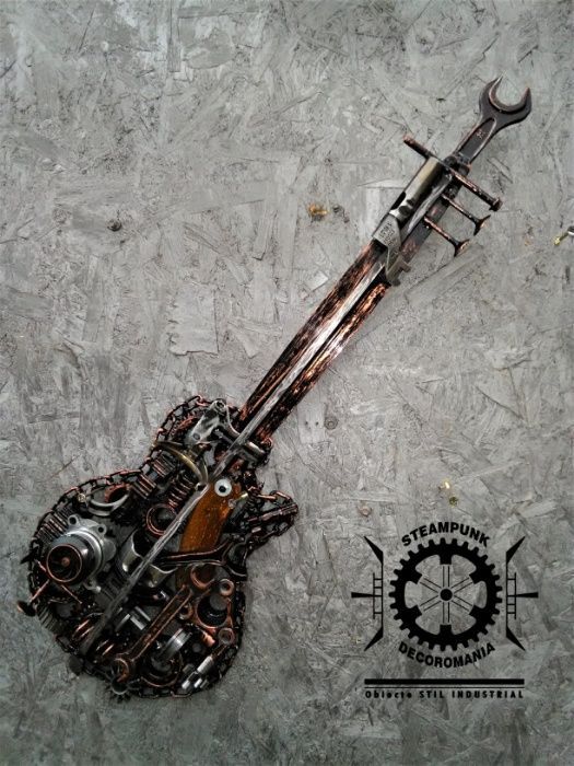 CHITARA STEAMPUNk ,stil industrial pentru decor perete