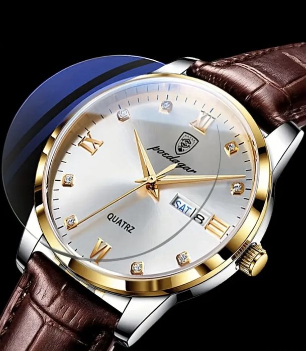 Мъжки класически, модерни и стилни кварцови часовници с кожена кайшка!