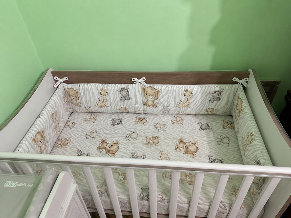 Vand patut de lemn balansoar 60/120 White/Coffee+saltea inclusa in pret
