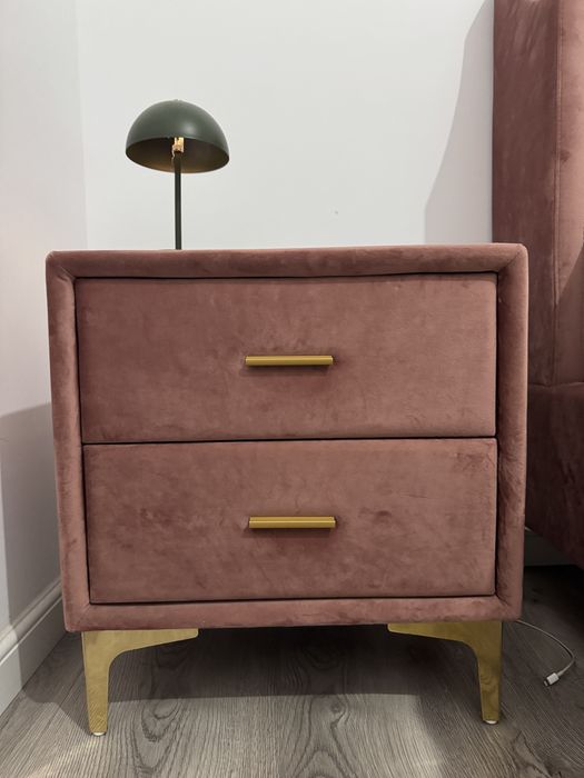 Pat matrimonial luxury 160x200 + saltea ortopedică + 2 noptiere