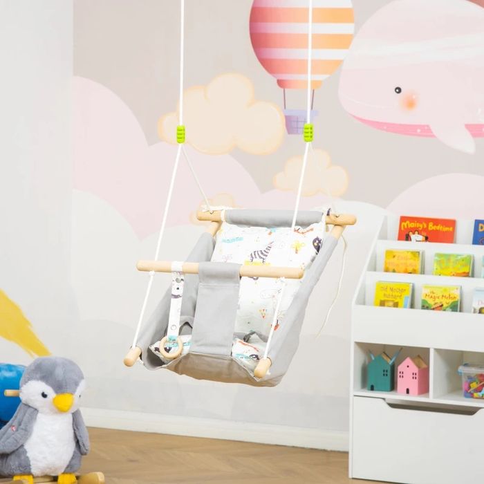 Leagan balansoar textil pentru copii 6-36 luni, 70x45x160cm gri