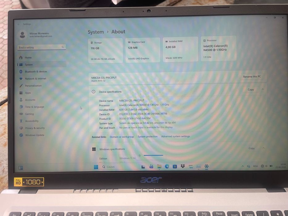 Vind leptop acer aspire