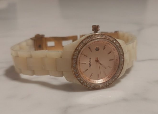 Ceas Damă Fossil Stella ES2864 – Alb Perlat & Rose Gold