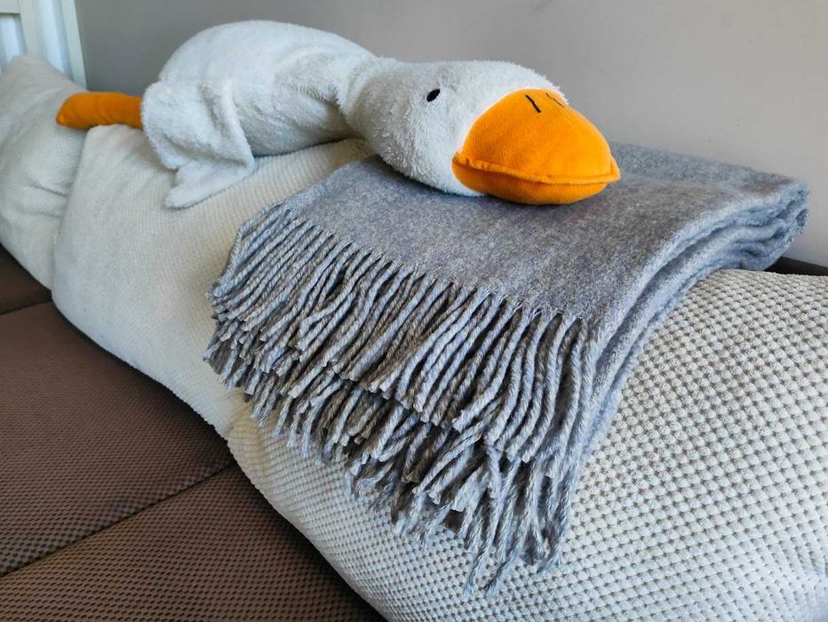 Одеяло от мериносова вълна 140*200, cветлосив, нов