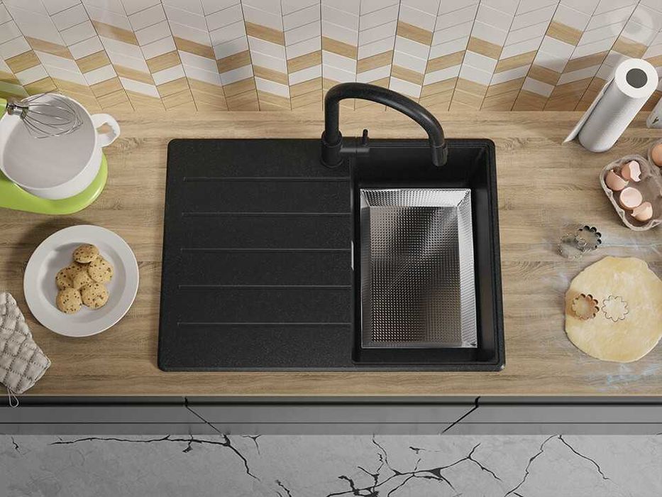 Графит кухненска мивка от гранит Копенхаген 40 Top 700х500