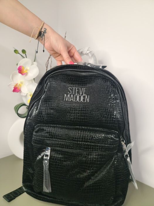 Оригинална дамска раница Steve Madden - Черна крокодил