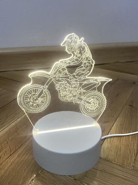 3D LED нощна лампа - ефектен мотокрос модел