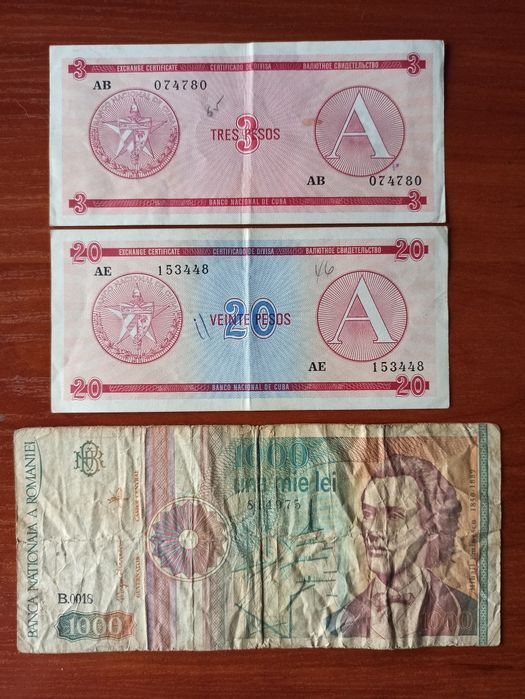 Стари банкноти България, Кипър, Югославия, Куба и Румъния