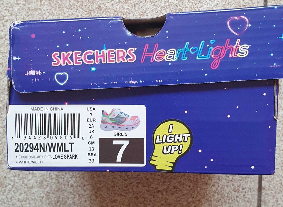 Skechers adidasi Pantofi sport cu velcro  Heart Lights, fetita 23 EU