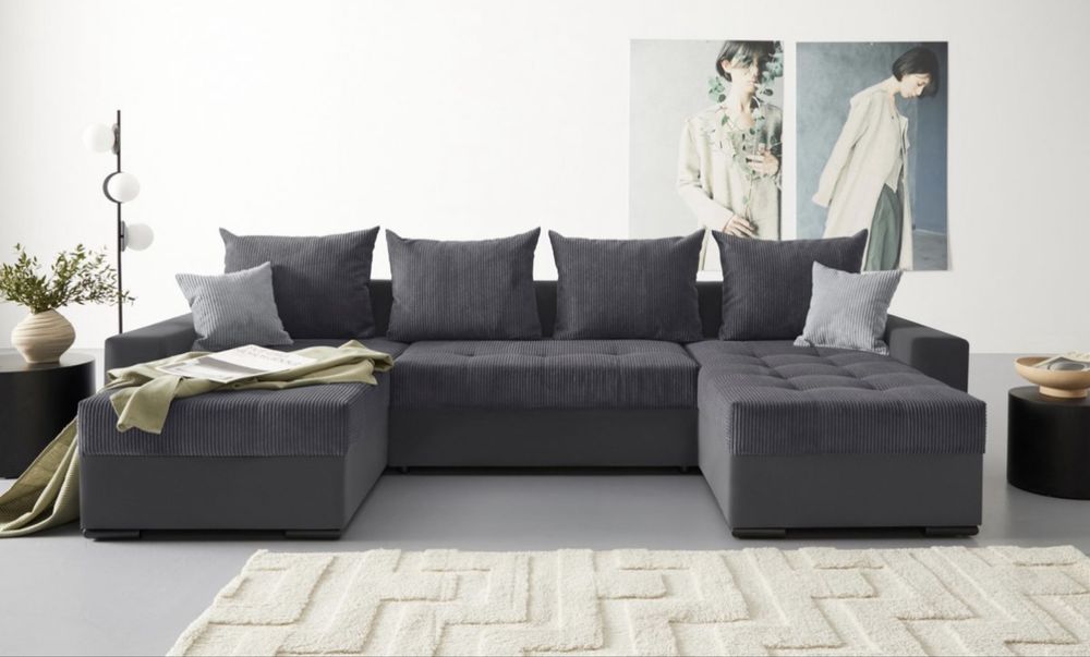 Coltar XXL  extensibil cu lada de depozitare-import Germania, nou