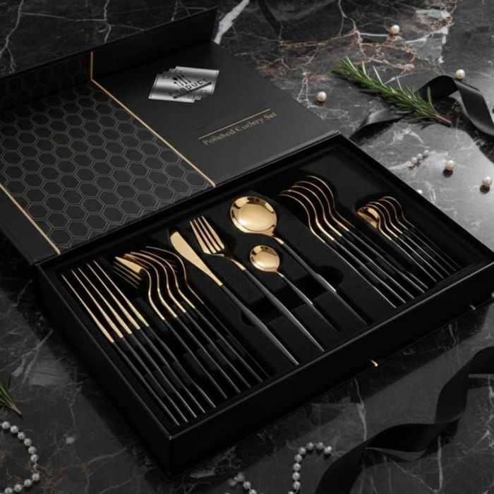 Комплект прибори за хранене от 24 части с луксозен дизайн