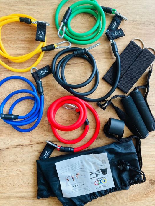 Ластици за тренировка , с ръкохватка, страп за крака, кука за врата