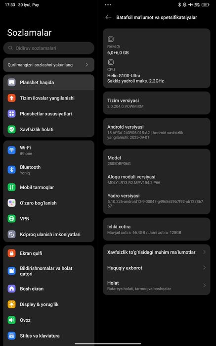 Redmi pad 2 4G simkartali bo`laadi