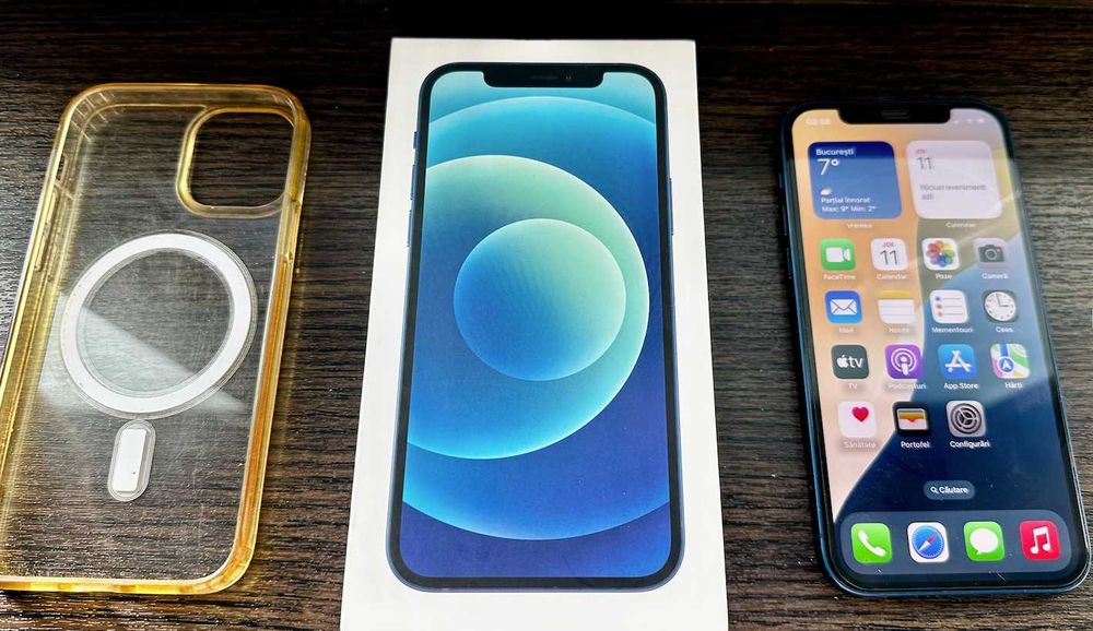 iPhone 12 Blue 64GB – stare foarte bună, original, cu cutie