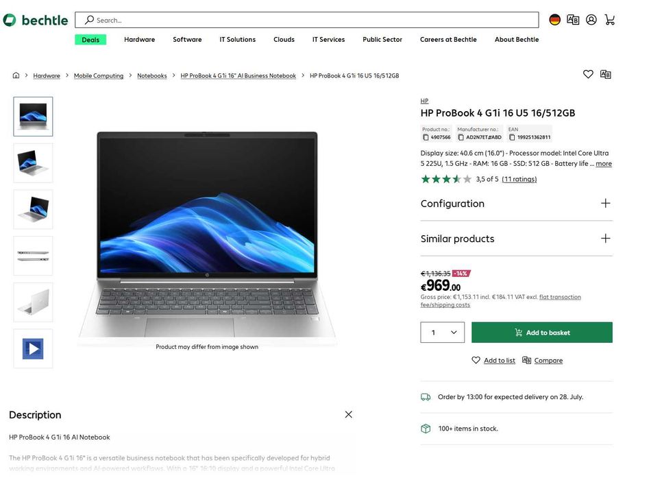 HP ProBook 4 G1i 16 16'' Ultra 5 225U 16GB ram / 512GB SSD SIGILAT Garantie