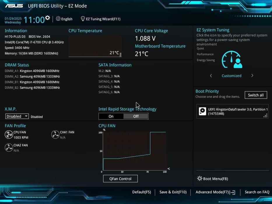 Дъно Дънна платка ASUS H170-PLUS D3 LGA 1151 DDR3 до 32GB
