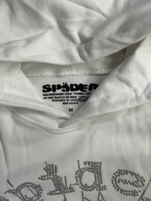 hanorac sp5der alb rhinestones caliate buna nepurtat