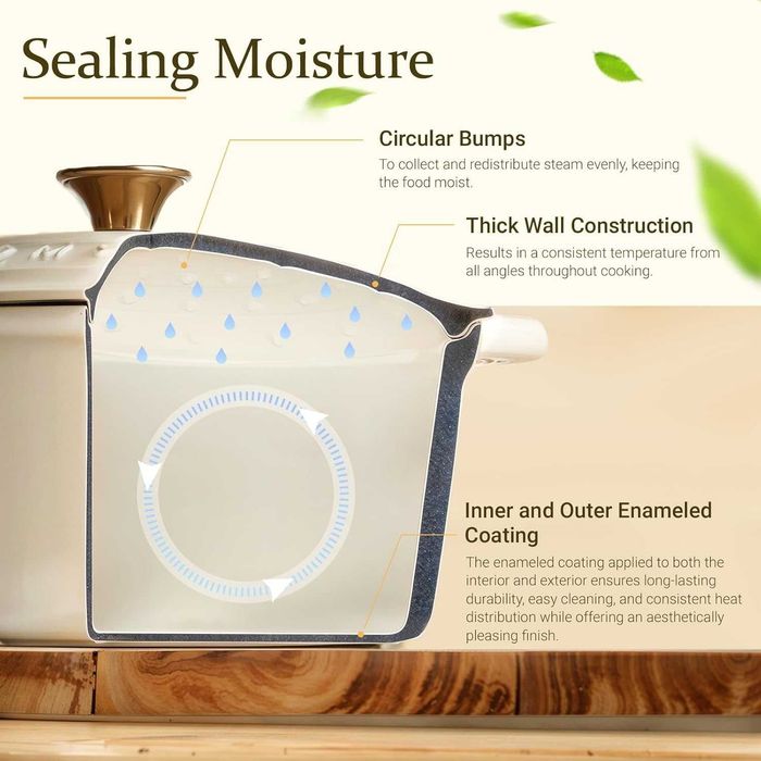 Емайлирана чугунена холандска тенджера Overmont, 26см, готварска книга