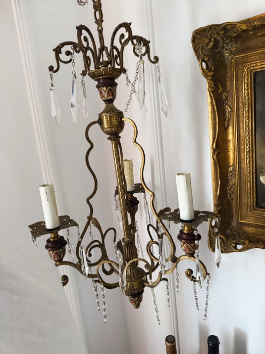 Candelabru alama cu cristale