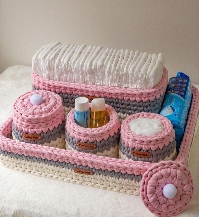 Вязаные шкатулки