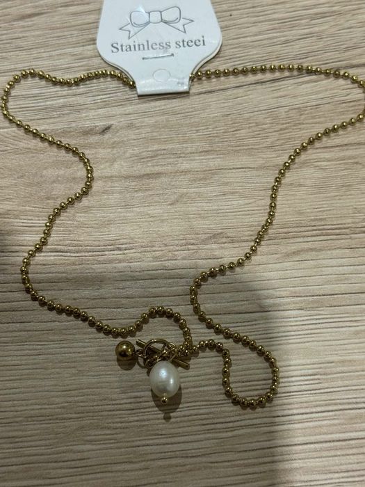 Ново колие стомана с естествена речна перла