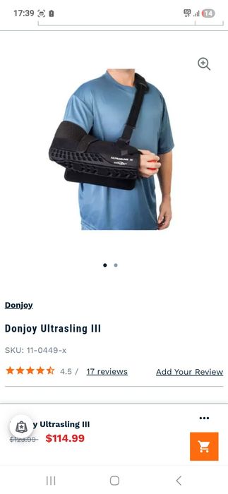 Orteză Umăr DonJoy UltraSling III – Profesională, Imobilizare Post-Operatorie, Stare Excelentă