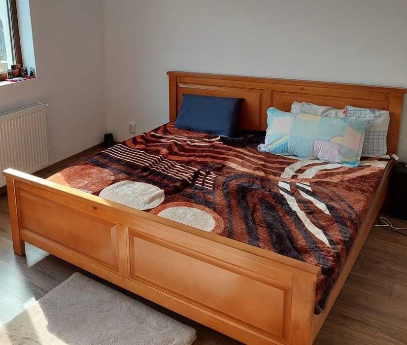 Pat clasic din lemn masiv de fag Marius, 140x200 cm