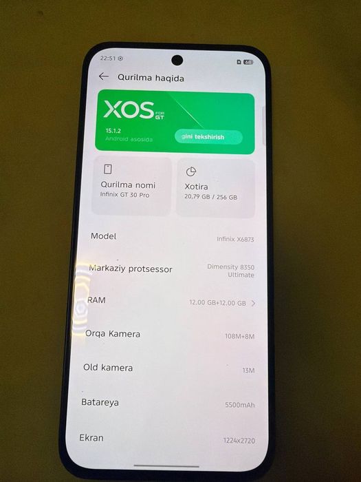 Infinix GT 30 Pro (Pubg chilar uchun eng zor aparat)