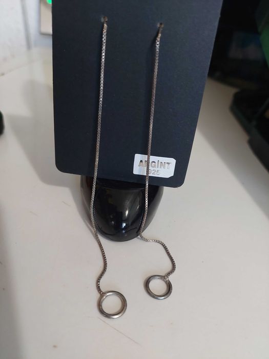 CErcei din argint 925 lungi stil lantisor cu cerc la terminatie