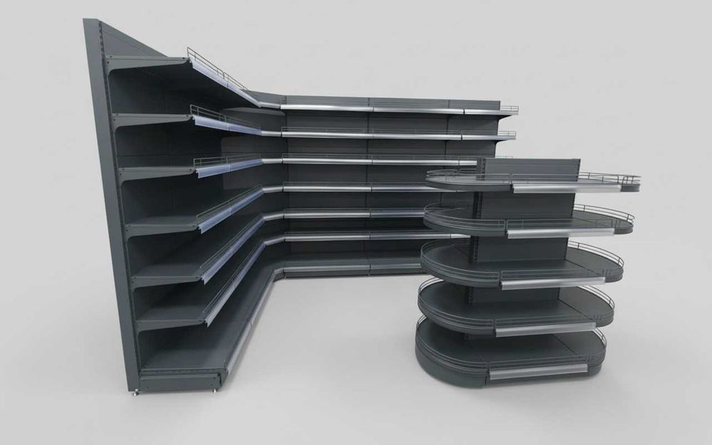 Метални стелажи за магазини - търговско оборудване НОВО