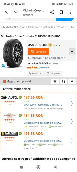 2buc Anvelope AllSeason 185 60 15 Michelin Noi dot2025