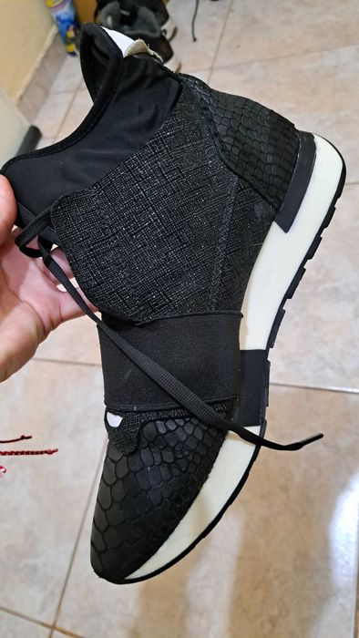 Дамски обувки Balenciaga 39 номер ,кожа и плат ,черни ,бяла подметка